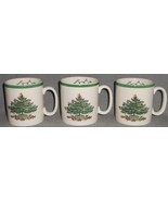 Set (3) Spode CHRISTMAS TREE PATTERN Green Trim 3 1/4&quot; 9 oz HANDLED MUGS #3 - $741.12 MXN