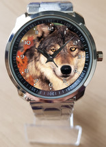 Staring Grey Wolf Unique Unisex Beautiful Wrist Watch Sporty - $35.00