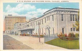 CPR Railway Station Depot Palliser Hotel Calgary Alberta Canada 1920s postcard - £5.04 GBP