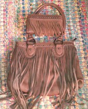 Shyanne Taupe Pebbled Leather Western Fringed Bag with Matching Zipper W... - £59.95 GBP
