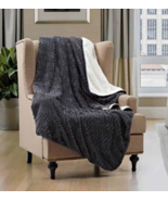 Cutwork Slate Black Throw Blanket Super Soft Twin Cozy Sherpa Couch 50x70 - €25,52 EUR