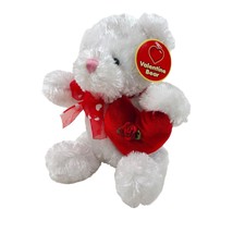 Vintage Dan Dee White Red Valentine Teddy Bear Stuffed Animal Plush Toy Heart - £14.01 GBP