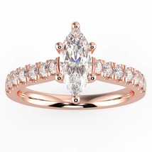 1ct Natural Diamond G-H Color SI Clarity Marquise Shape Slim Shank Halo Ring. - £2,483.71 GBP