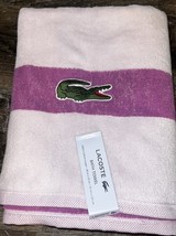 Lacoste ~ Pink Purple Bath Towel 100% Cotton 30&quot; x 52&quot; Big Crocodile Log... - $32.66