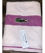 Lacoste ~ Pink Purple Bath Towel 100% Cotton 30&quot; x 52&quot; Big Crocodile Log... - $44.47 CAD