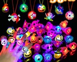 68 Pcs Halloween Party Favors For Kids, Led Flash Rings Light Up Necklac... - £25.16 GBP