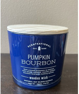 Scentsational Pumpkin Bourbon Candle Blue Glass Jar 26oz Wood Wick Soy W... - £29.08 GBP