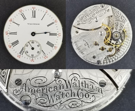 American Waltham Watch Co.  &quot;Seaside&quot; movement face hands 1904 6s 7j pocket - $29.99
