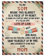 Wishes Best And Hugs Vintage Letter Quote Custom Blanket Gift For Son From Mom - £28.11 GBP+