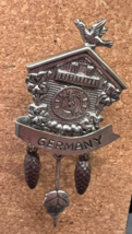 Cuckoo Clock Germany Brooch 2” Silver Tone Vintage - $6.95