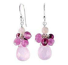 Sterling Silver&quot;Candice&quot; Cluster Cultured Pearls &amp; Crystal Drop Earrings, Pink - £15.97 GBP
