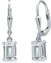 7X5MM Émeraude Simulé Diamant Solitaire Goutte / Pendantes Oreilles Argent - £48.13 GBP