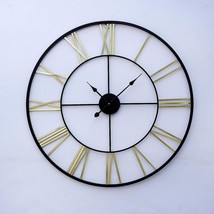 Roman Themed Modern Time Large Hanging Decorative Wall Clock Black Gold 55 Cm - £133.09 GBP