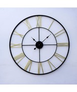 Roman Themed Modern Time Large Hanging Decorative Wall Clock Black Gold ... - £132.33 GBP