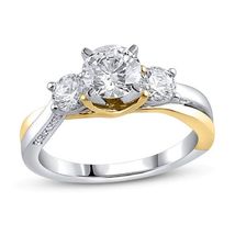 2.00 Ct Round Cut White Diamond Wedding Three Stone Ring 14k White Gold Finish - £71.93 GBP