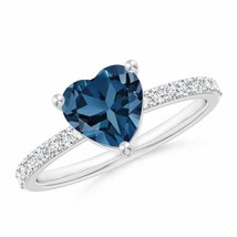 ANGARA Heart London Blue Topaz Ring with Diamond Accents for Women in 14K Gold - £550.69 GBP