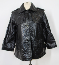 Theory L Black Patent Leather Polished Oberon A-line Swing Jacket Italy - $56.99