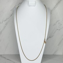 Chico&#39;s Minimalist Beaded Long Gold Tone Necklace - £13.23 GBP