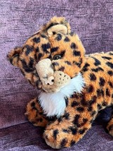 Pier 1 Imports Black &amp; Chesnut Brown Plush Leopard Kitty Cat Stuffed Animal – - £8.82 GBP