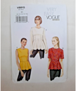 Very Easy Vogue Pattern V8815 Size 8-10-12-14-16 Misses Peplum Top ~ 3 V... - £12.47 GBP
