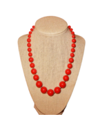 Vtg Graduated Necklace Plastic Bead Red Princess Length Individually Kno... - $185.45 MXN