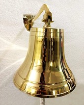 Brass Antique Solid 8&quot; Ship Bell Ring Home Kitchen Outdoor Indoor Door W... - $127.03