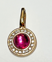 Vtg Swarovski Pendant Gold Tone Clear Crystal Pink Cabochon Center Signed SAL - £30.06 GBP