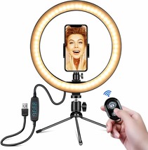 Ring Light 10&quot; - Portable Selfie Circle Lights with Tripod Stand, Phone Holder - £31.64 GBP