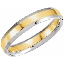 Authenticity Guarantee 
14K White and Yellow Gold 4 MM Beveled Edge Wedding Band - £646.67 GBP+
