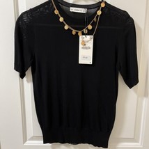 New Zara Knit Top With Necklace Size S Black - £18.94 GBP