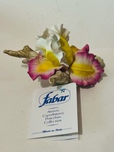 Capodimonte porcelain flower Italy figurine sculpture Fabar pink yellow ... - $94.05