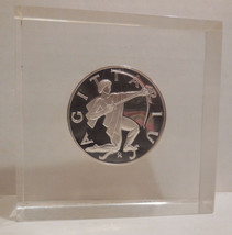 Sterling Silver Sagittarius Zodiac Medallion Coin in Lucite Franklin Mint - £25.07 GBP