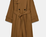 ZARA BNWT 2026. CARAMEL OVERSIZE FAUX FUR COLLAR TRENCH COAT. 0518/300/732 - $193.82