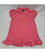 Ralph Lauren Baby Girl Coral Salmon Pink Polo Dress Ruffle Green Pony 9 m - £11.01 GBP