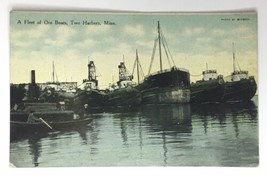 A Fleet of Ore Boats Two Harbors Minnesota POSTCARD MN Minn Unposted - £12.01 GBP