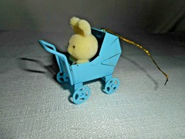 Vintage Avon Gift Collection Spring Bunny In Blue Baby Carriage/Buggy Ornament - £5.14 GBP