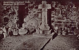 GLENDALOUGH-COUNTY WICKLOW-IRELAND~ANCIENT Cross Schulptured STONES-POSTCARD - £5.22 GBP