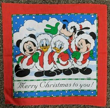 Vintage Disney Merry Christmas Bandana Scarf Handkerchief J&amp;A Woronowicz 22x21 - £15.03 GBP