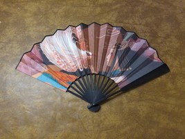 Japanese Print Silk Hand Folding Fan Fashion Decor White Phoenix Enters ... - £23.26 GBP