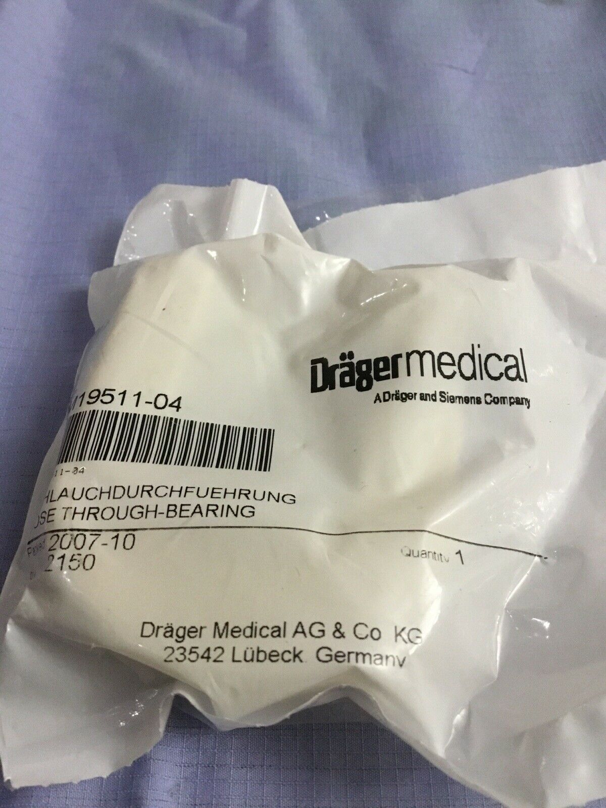 Hose through bearing Draeger 2M19511-04 Hospital GP surgery THEATER USE - $67.54