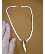 (W30-c) wild COYOTE T**th Jewelry white + red 20&quot; beaded NECKLACE water ... - €31,76 EUR