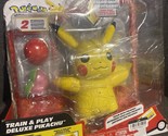 Pokemon Train and Play Deluxe Pikachu 4.5&quot; Interactive Figure New Damage... - $34.65