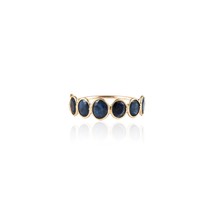 Solid 9K Yellow Gold Ring,Natural Sapphine Rings,Gemstone Gold Ring,Half Eternit - £246.10 GBP