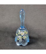 Vintage Fenton Aqua Blue Art Glass Bell Hand Painted Signed by D Cutonaw... - $33.83 CAD