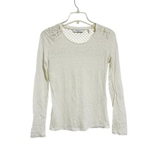 Sandro Paris Linen Lace Mesh Top Size US Small France 1 Ivory Whimsigoth... - $34.70 CAD