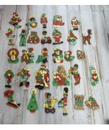 Black Santa Flat Wooden Painted Vintage Christmas Ornaments 30 - $355.98 MXN