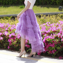 Purple High-low Layered Tulle Skirt Outfit Women Plus Size Fluffy Tulle Skirt image 9