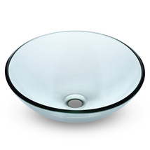 Aquaterior Tempered Glass Bathroom Vessel Sink 16&quot; Round Basin Bowl Transparent - £83.64 GBP