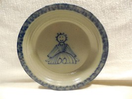 Vintage 1995 Eldreth Pottery Blue Salt Glazed Raggedy Ann Rag Doll Pie Plate 8&quot; - £8.72 GBP