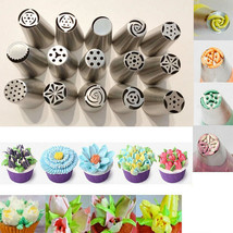 15pc Russian Tulip Rose Stainless Steel Icing Piping Nozzles Tips Free Shipping - £15.00 GBP